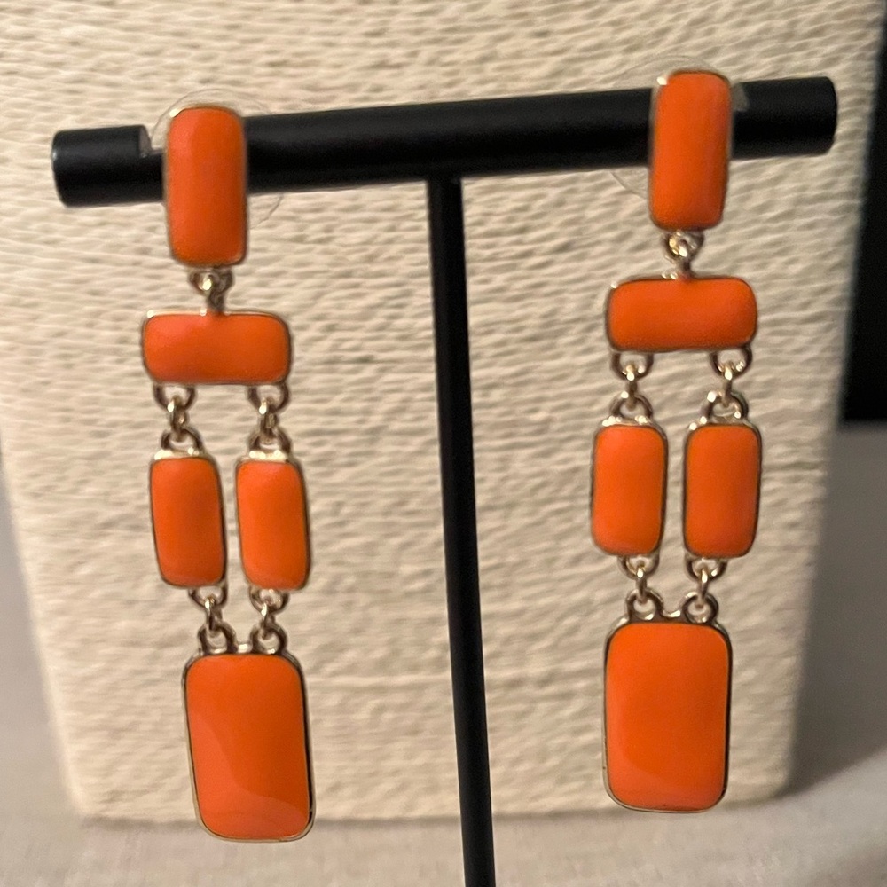 KATE SPADE PRE-LOVED AUTHENTIC RARE MANDARIN & 12K GOLD-PLATED DANGLE EARRINGS